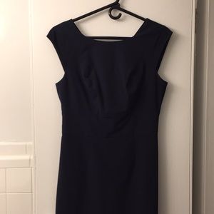 Navy suit sheath dress with cap sleeve